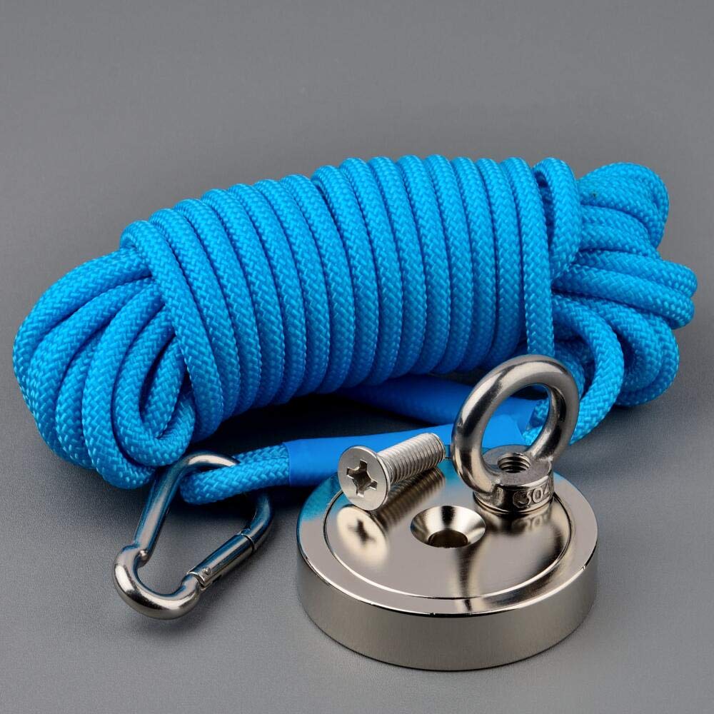 400lbs Pull Force Fishing Magnet With 65ft Rope - N52 Neodymium Magnet For Treasure Hunting & Metal Recovery