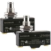 BAOMAIN Panel Mount Plunger Switch LZ15-GQ-B 15A Momentary,UL,2-Pack | Z-15GQ-B 15A 250VAC Momentary SPDT Micro Switch with Screw Terminals, for Panel Mounting &amp; Enclosure Control