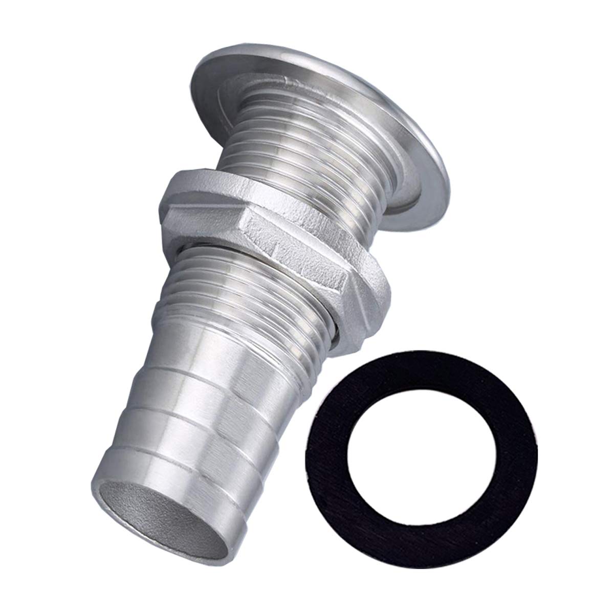 GOFORJUMP Stainless Steel Marine Outlet Drain Joint Boat 1" 25mm Hose Barb Thru Hull Connector Fitting Yacht Kayak Rowing Boat Accessories