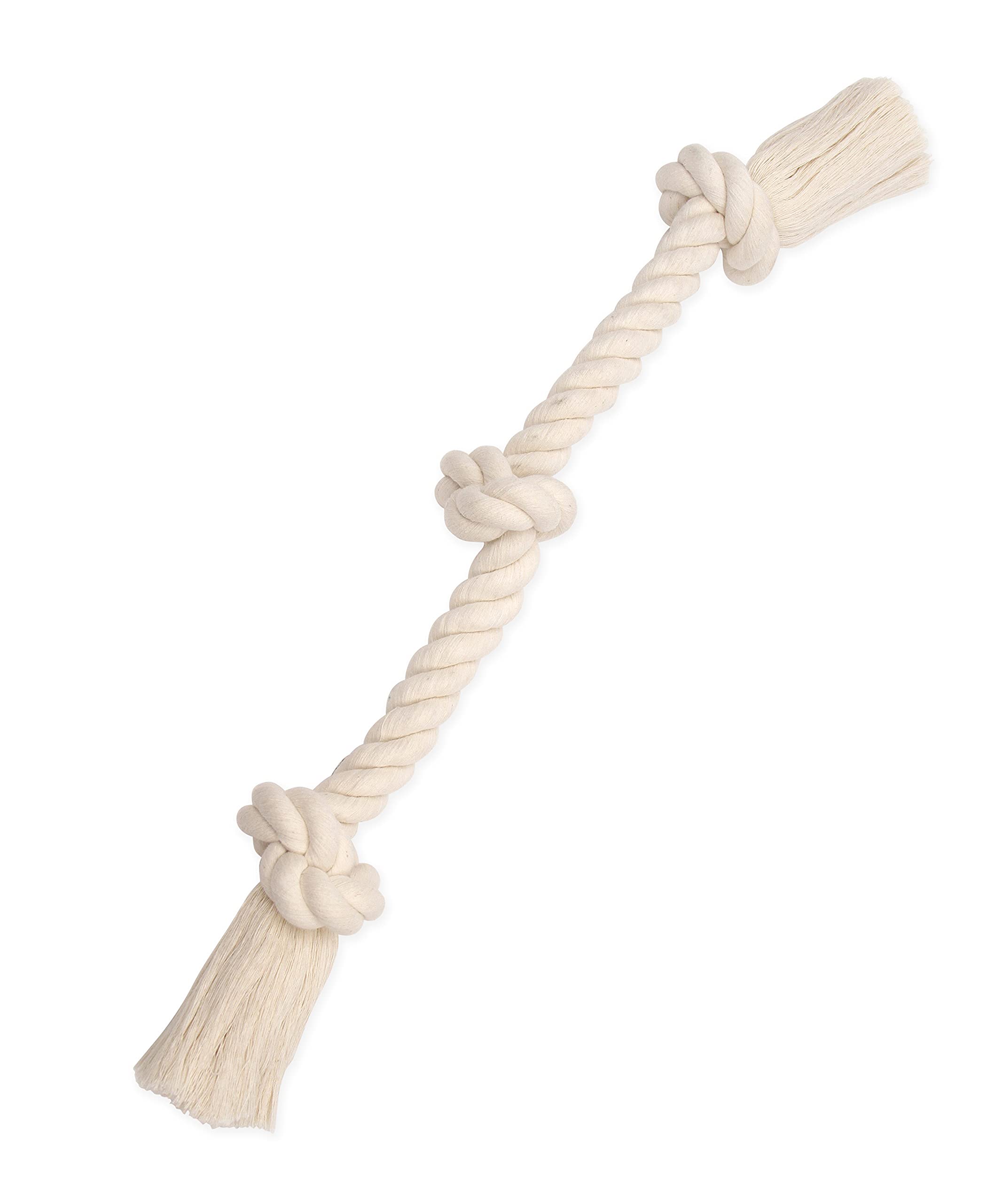 Mammoth Flossy Chews 100 Percent Natural Cotton Rope Dog Toys - Premium White Knot Dog Rope Toy - Interactive Dog Tug Toy - Tug Dog Chew Toy for Small to Medium Dogs - Medium 20"