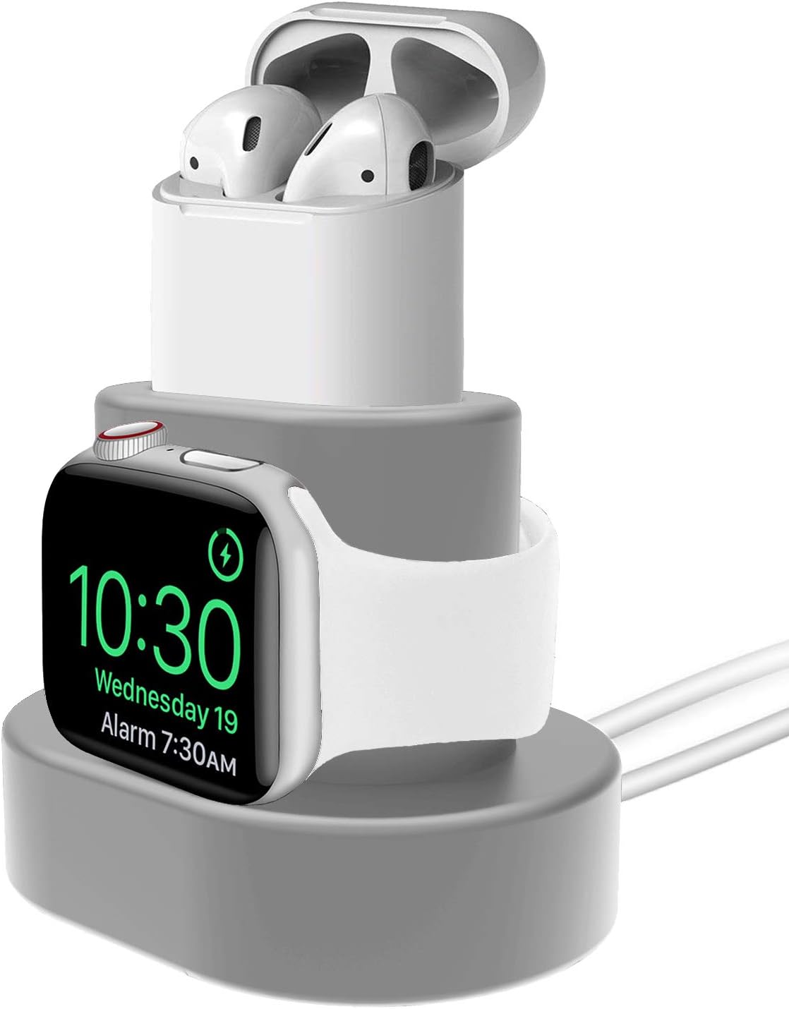 Lwsengme Charging Stand Compatible with Apple Watch 4/3/2/1 & AirPods 1/ Air Pods 2 Stand (2-in-1) Charging Dock(Gray)