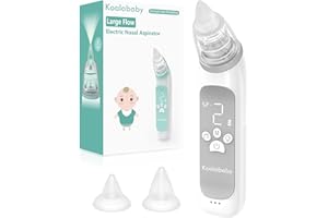 Koalababy Electric Nasal Aspirator for Baby, Large Flow, Baby Nose Sucker with 3 Suction Levels, Rechargeable Nose Cleaner for Toddlers, Music and Light Soothing, Soft Silicone Tips