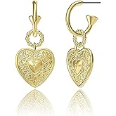 Chunky Heart Earrings for Women Vintage Love Heart Hoop Earrings Chunky Gold Heart Dangle Earrings Statement Fashion Jewelry Accessories