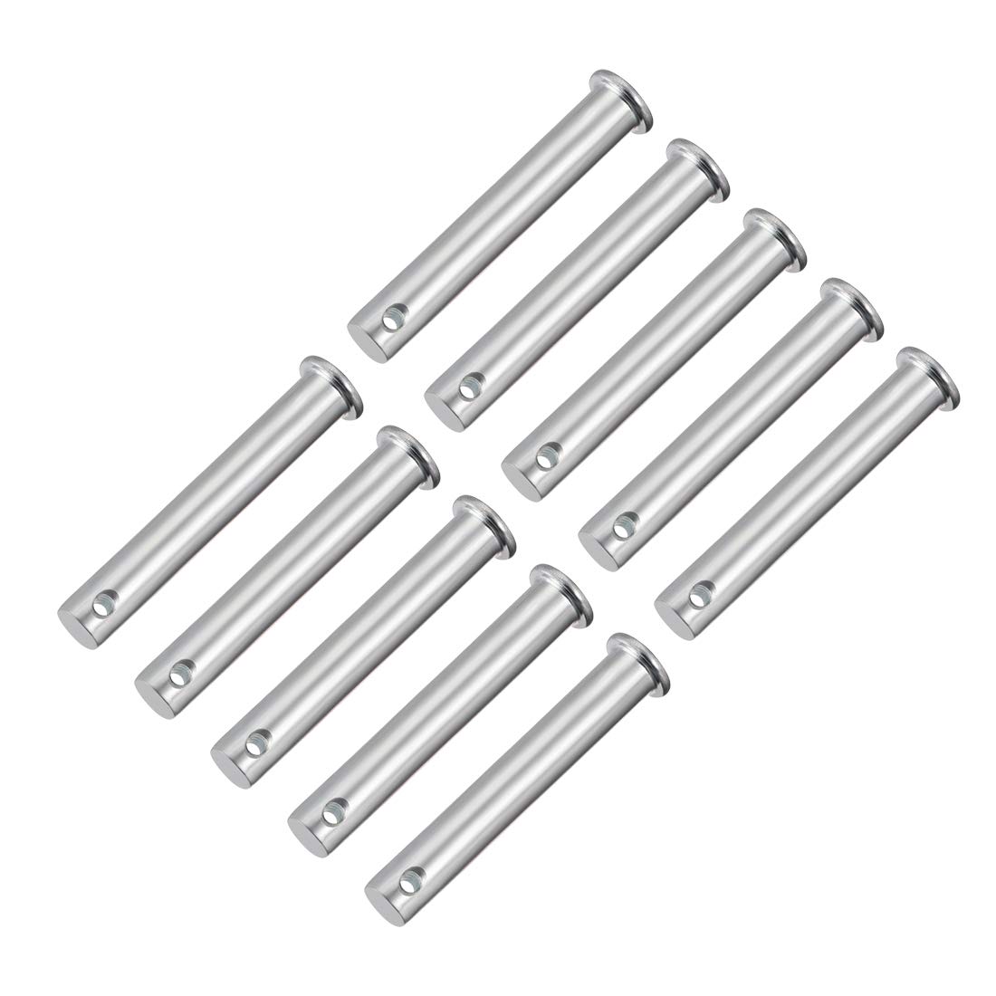 sourcing map Single Hole Clevis Pins,10mm x 55mm Flat Head Zinc-Plating Steel 10 Pcs