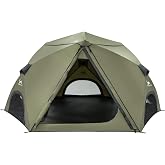 MC TOMOUNT Pop Up Camping Tent, Instant Cabin Setup in 60 Seconds Tent | 4 Person Hub Tent for Camping, 3 Doors with Rainfly Mesh Windows, Spacious Interior for Family Outdoor Camping