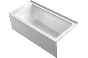 KOHLER 1946-RA-0 Archer 60" x 30" Alcove Acrylic Bathtub with Right Drain, Soaking Tub, 19" Step-Over Height, White