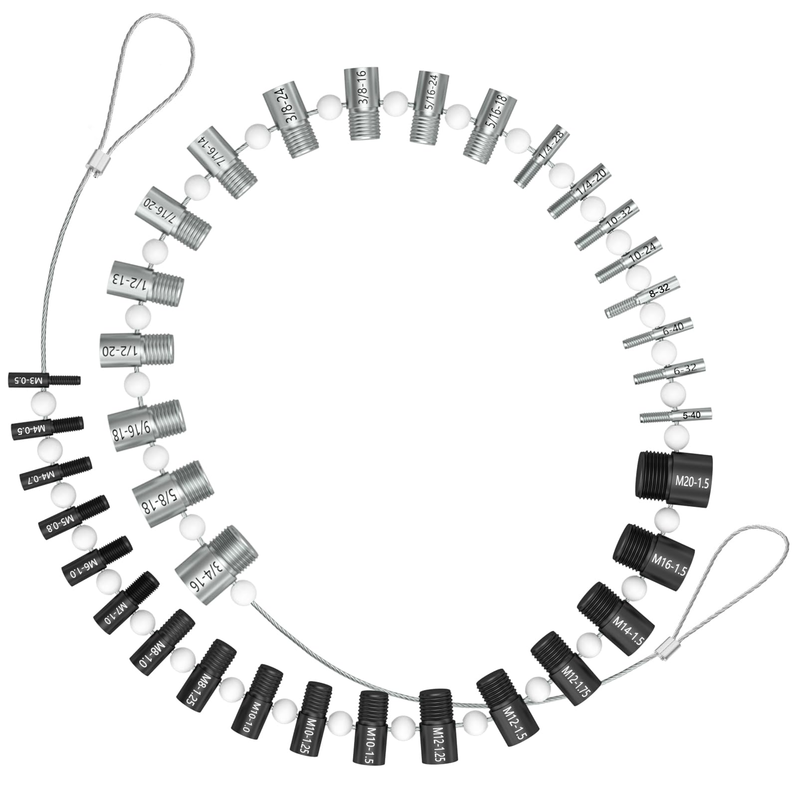Photo 1 of (Patent)CKE Upgraded Nut & Bolt Thread Checker Wire Loop Design - 44 Male/Female - Inch & Metric Detachable Nut and Bolt Thread Size Checker Identifier Gauges
