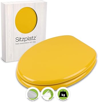 Sitzplatz Wc Sitz Venezia In Gelb Mit Metallscharnieren Und Robustem Holzkern Toilettensitz In Standard O Form Universal Mit Holz Kern Klobrille Und Klodeckel In Gelb 21895 5 Amazon De Baumarkt