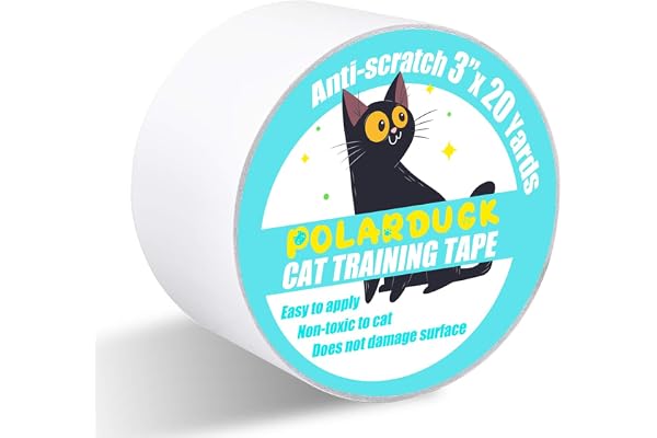 Polarduck Anti Cat Scratch Tape, 3 inches x 20 Yards Cat Training Tape, 100% Transparent Clear Double Sided Cat Scratch Deter