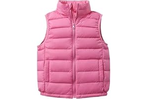 UEAUY Boys Girls Outwear Vest, Lightweight Solid Color Sleeveless Vest, Water-Resistant Packable Puffer Jacket