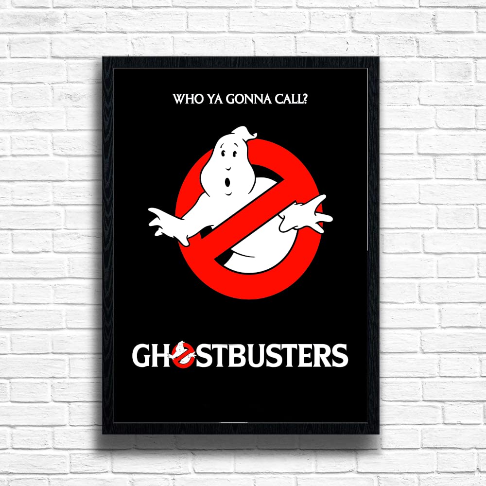 GHOSTBUSTERS 80s Movie Print Vintage Nostalgic Film Framed Poster in A4 and A3 Size Options Great Home, Pub, Café, Bar Decoration Wall Art Print Wooden Frame (Print only, A3)