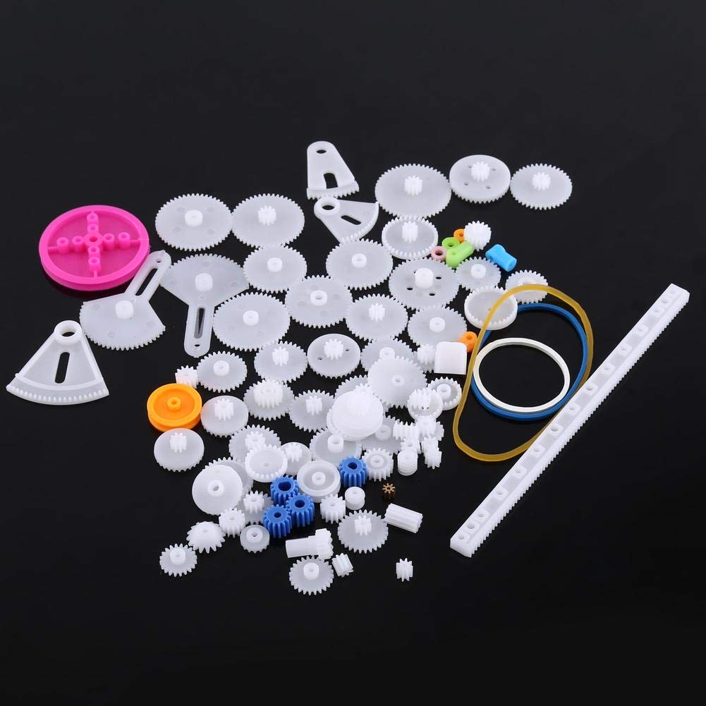 Plastic Gears Set, Pulley Belt Kits Crown Gear Set Robot Motor Toy DIY Parts for Model Amateur(The Essence of 85 Kinds of Gear Pack)