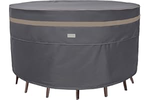 Garden Balsam Outdoors Outdoor Patio Furniture Covers, Waterproof UV Resistant Anti-Fading Cover for Medium Round Table Chairs Set, Dark Grey, 76 inch Diameter