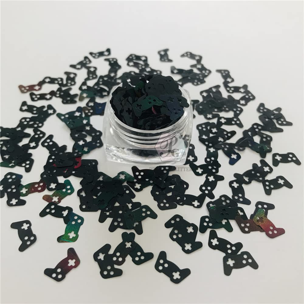 10 Grams/Pack - Black Gamepad Shape Holographic Glitter Sequins for Resin DIY Making Art Craft Nail Makeup Decoration Accessories LB1000