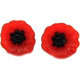 Poppy Stud Earrings, Handmade Red Flower Stud Earrings, Remembrance Day Floral Jewelry, Tiny Cute Earring for Women, Birthday Gift Idea, Thanksgiving Jewellery