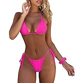 MOSHENGQI Women Sexy Brazilian Bikini 2 Piece Spaghetti Strap Top Thong Swimsuit Bathing Suit