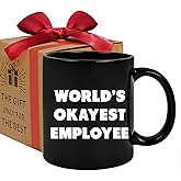 World's Okayest Employee Coffee Mug 11oz, Funny Office Mug Gift for Employee Worker Coworker Boss Friends, Novelty Employee Mug Gifts for Men Women