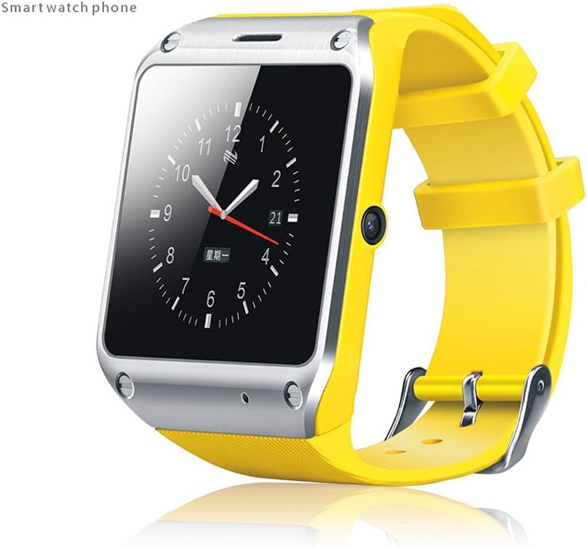 Wish Inc. ZhuoruiD5 Smart watch phone Unlocked 2G/3G Pedometer Sleep-monitoring FM radio OGS screen Bluetooth Sync. Remind Bluetooth dialer Remote control (Yellow+8gb TF card)