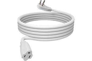 GREATIDE 15 Ft Flat Plug Extension Cord, 16 AWG 3 Prong Grounded White Low Profile Extension Cable for Indoor，UL Listed