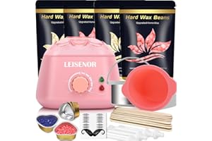 LEISENOR Waxing Kit for Women Men Digital Wax Warmer Hard Wax Kit with 400g Wax Beans for Full Body Brazilian Bikini Armpit Hair Removal Pink