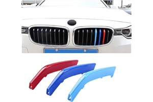 HUAYT HUAPX Tri-Colored Grille Insert Trims,1Set(3pcs) Stripe Grille Insert Trims Comaptible for BMW F30 2013-2018 3 Series 318i 320i 328i 330i W/Standard Front Center Kidney Grilles(Only fit for 8 Beams)