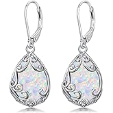 HPQQ Teardrop Earrings for Women Celtic Filigree Drop Earrings Sterling Silver Leverback Jewelry Mother's Day Gifts for Women Mom