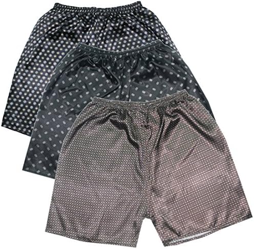 (Pack of 3) Mens Sleepwear - Silk Couture Boxer Shorts / Pajama Shorts M-L Multicolor