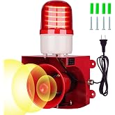 kbaoele AC110V Industrial Siren Alarm Strobe Light-120dB Loud Horn&amp;Red Beacon Warning Light,Waterproof Indoor/Outdoor Safety Alarm for Emergency,Factory,Office,Fires,Tornado,Intruders,Animal Deterrent
