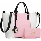 Dasein Satchel Purse Handbag for Women Large Shoulder Work Tote Bag With Matching Wallet