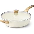 SENSARTE Ceramic Nonstick Frying Pan Skillet with Lid, 10.5 Inch Deep Frying Pan, 3.8 Qt Saute Pan, Induction Pan, Healthy Non Toxic Cooking Pan with Helper Handle, PFOA PFAS PTFE Free