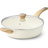 SENSARTE Ceramic Nonstick Frying Pan Skillet with Lid, 12 Inch Large Deep Frying Pan, 5 Qt Saute Pan, Induction Pan, Healthy Non Toxic Cooking Pan with Helper Handle, PFOA PFAS PTFE Free