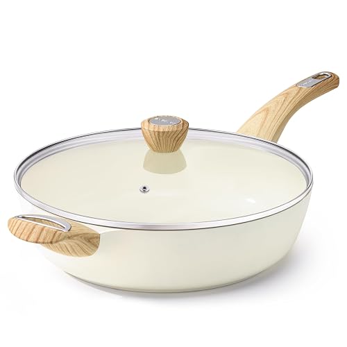 Sensarte 12 in Nonstick Deep Frying Pan,5-Qt Non-Stick Saute Pan with