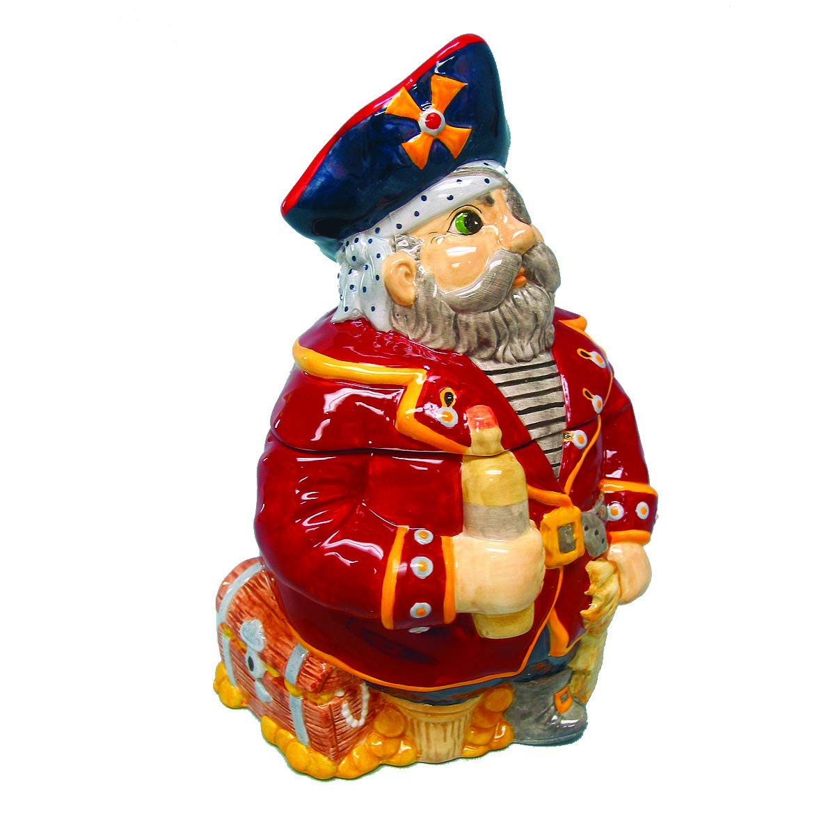 Hand Painted Ceramic Nautical Sea Pirate Gasparilla Cookie Jar