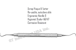 STINST USA Dental Scaler h6/h7 Stainless Steel – Double Ended Hygiene Hand Instrument for Tartar & Plaque Removal – Professional Dental Tool for Dentists Hygienists and Personal Oral Care B-0979