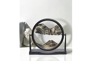 BringLED Dynamic 3D Moving Sand Art with Easy-Flip Stand - Liquid Motion Sandscapes - Quicksand (Flow Sand) Painting - Relaxing Desktop Decor for Home and Office (8" - Black Sand)