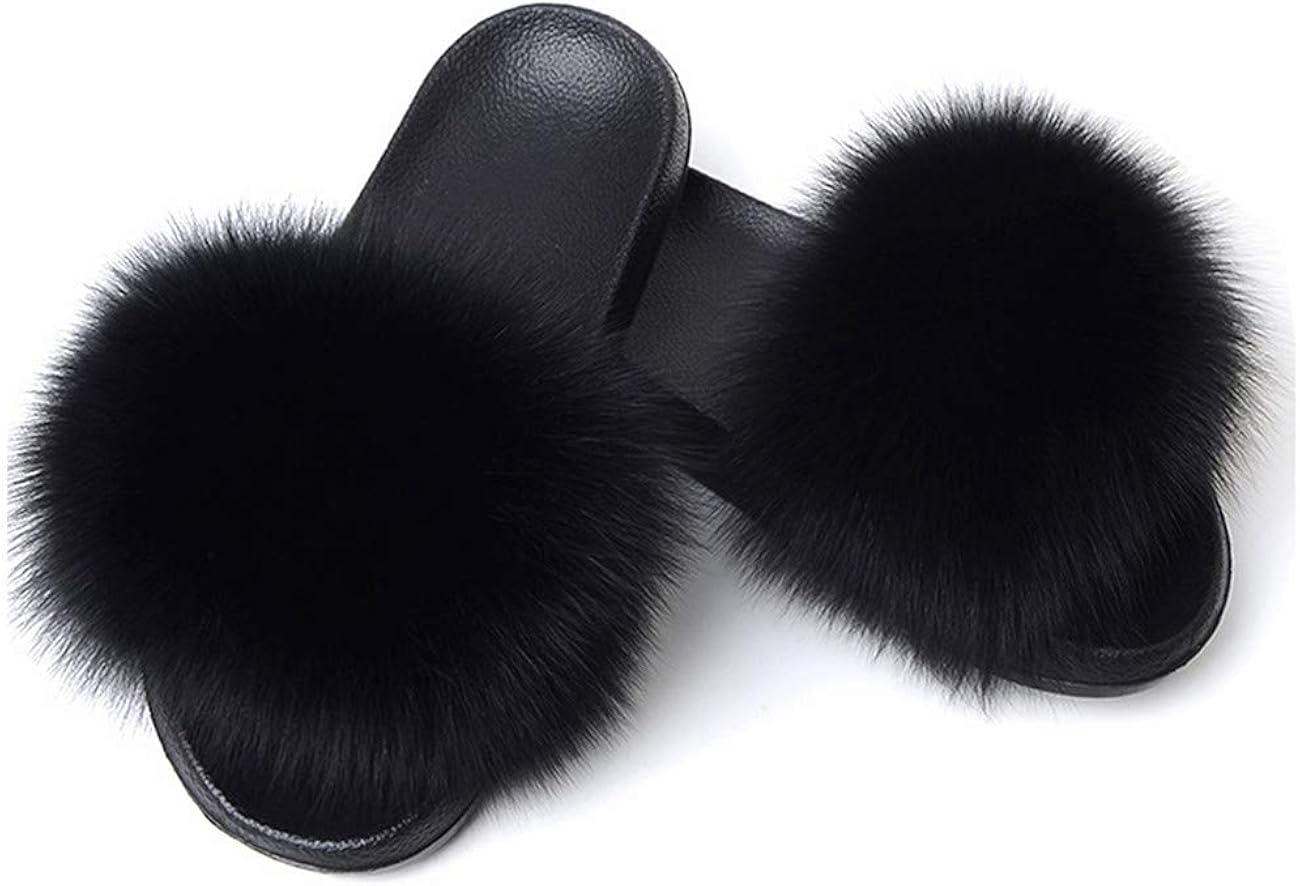 genuine fur slides