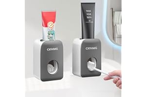 CXYHMG Automatic Toothpaste Dispenser for Kids, 2PCS Toothpaste Squeezer for Kids & Family Shower Decor, is Wall Mounted Bathroom Accessories Organizer (Black, TD29)