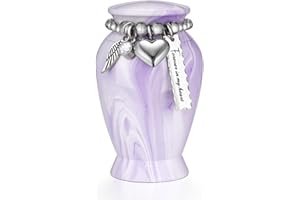 Dletay Small Urns for Human Ashes Keepsake 2.85 Inches Memorial Mini Cremation Urn for Women Men Aluminum Decorative Funeral Urns - Light Purple