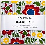 Moda Best. Day. Ever! Charm Pack, Set of 42 5x5-inch (12.7x12.7cm) Precut Cotton Fabric Squares