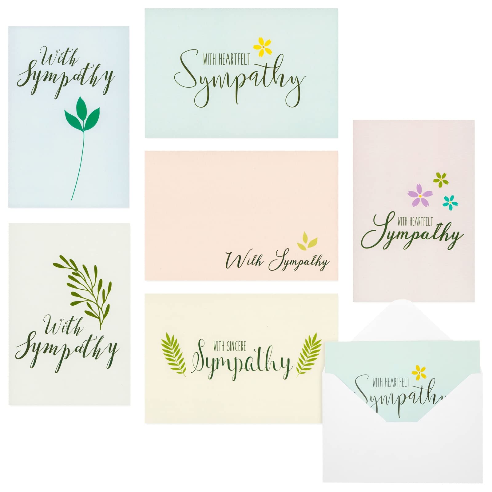 Photo 1 of Sympathy Cards with Envelopes - 48 Pack, Pastel Floral, 4 x 6 in - Blank Inside Condolence Cards Bulk - Floral Assortment for Memorials & Bereavement