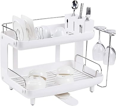 Miaoao El Fregadero del Plato Estante de Secado, Vasos y bandejas de
