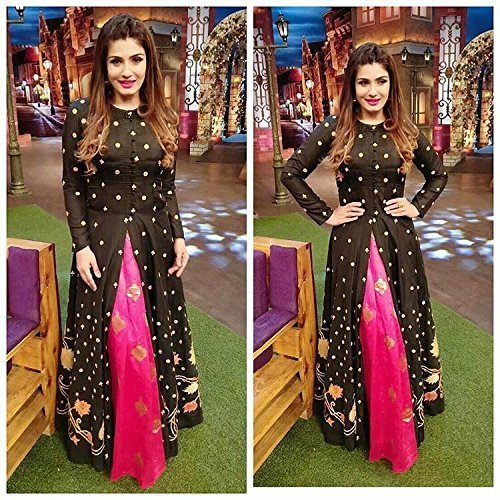 shree kuldevi creation women's cotton silk semi-stitched gown (free size) ravina