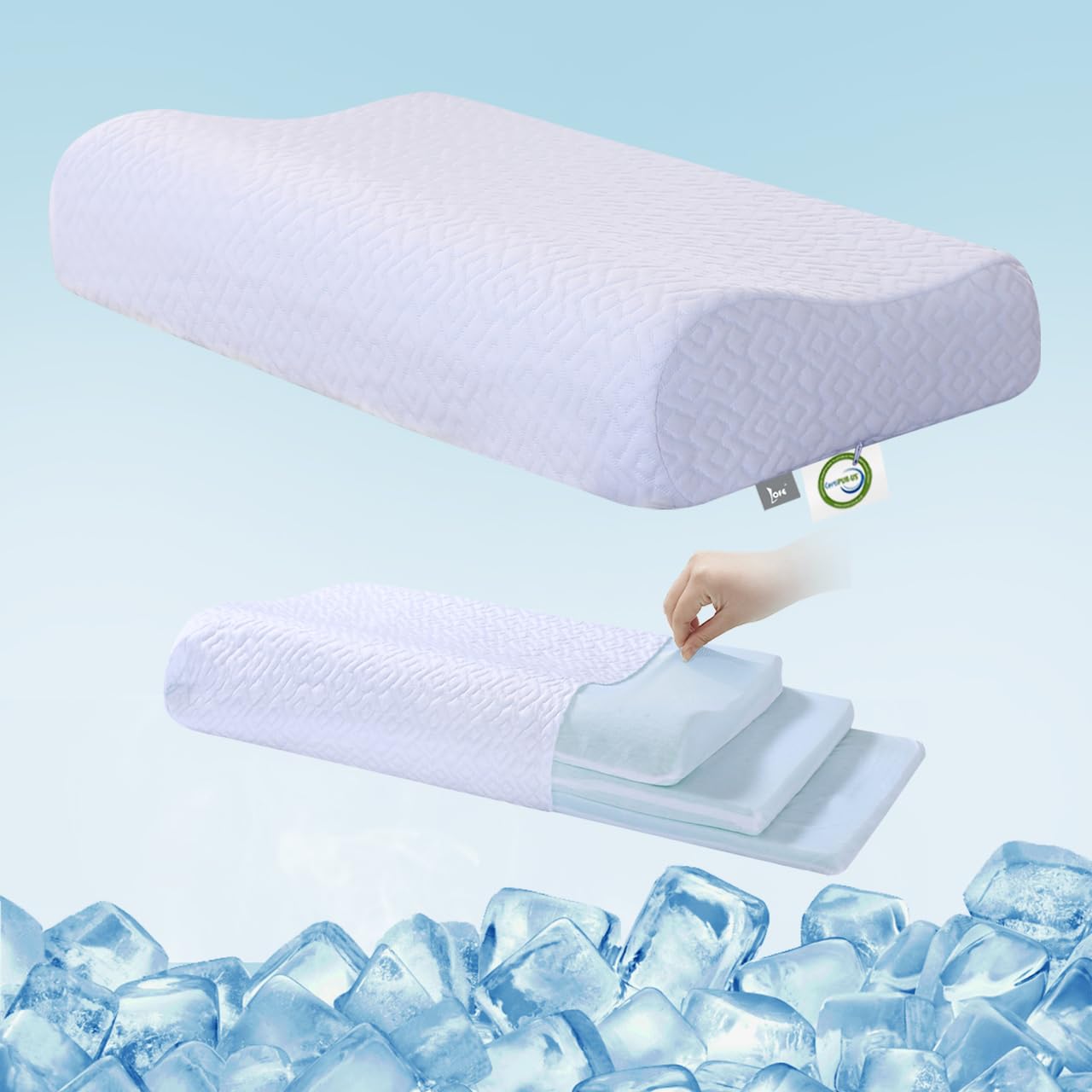 Photo 1 of LOFE Contour Pillow - Adjustable Memory Foam Pillows 8 Heights, Medium Firm Supportive Cervical Pillow, CertiPUR-US Side Sleeper Pillow with Max Cooling Pillow Cover for Hot Sleepers
