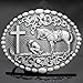 Q&Q Fashion Men Retro Silver Western Cowboy Prayer Cross Horse Oval Concho Scroll Belt Buckle