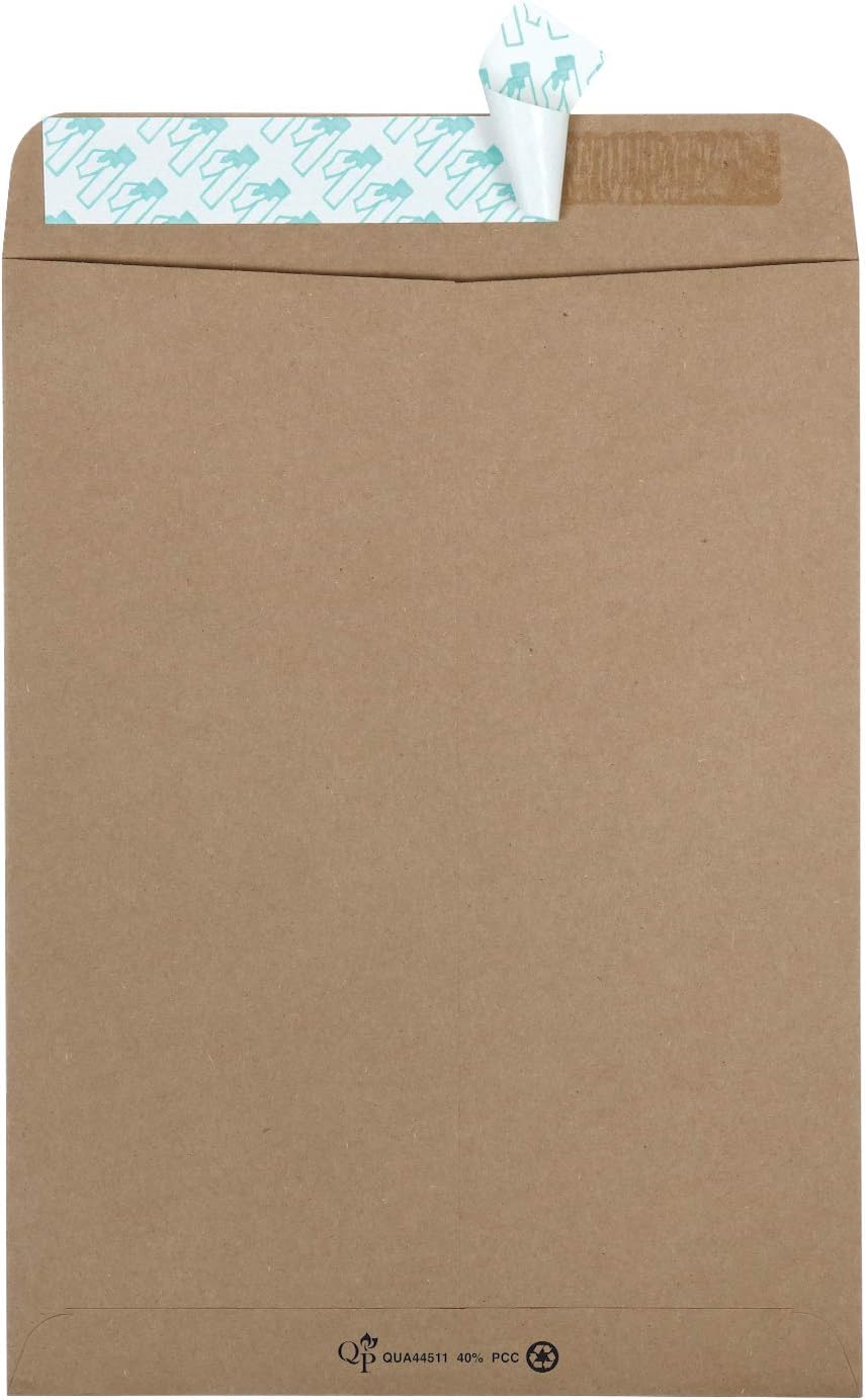 Quality Park 100% Recycled Kraft Catalog Envelope, 9 inches x 12inches, Kraft, Redi-Strip, 100 Count (44511) : Office Products