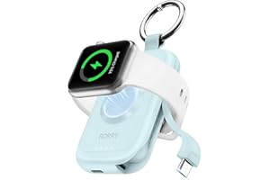 RORRY Portable Charger for Apple Watch, 2500mAh Fast Charging for iWatch Charger, Travel Essentials Gifts with Built-in USB C Cable for Apple Watch Series 11 10 9 8 7 Ultra 3 2 SE Accessories, Blue