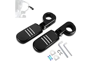 HOKUOTOLITE 1.25" (32mm) Adjustable Highway Foot Pegs w/Mounting P-Clamps for Harley Davidson Touring Street Glide/Road Glide/Electra Glide/Road King Motorcycle with 1-1/4" Crash Bar,BLACK#1