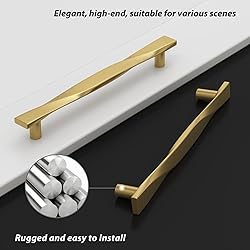 Rergy 10 Pack Gold Drawer Pulls Brushed Brass