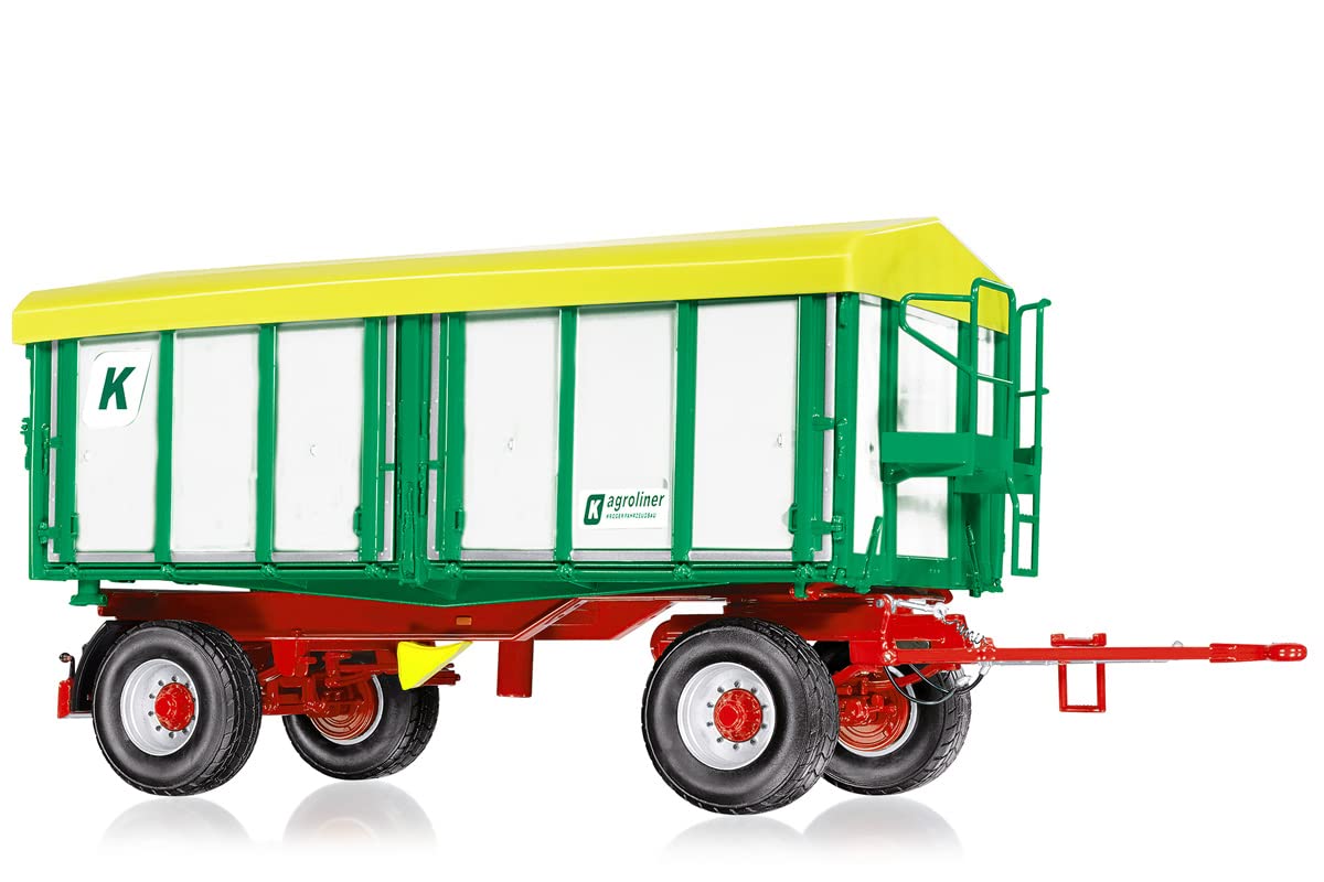 Wiking 077866 Kröger HDK 302 Two-Axle Three-Way Tilt Trailer Model, 1:32, Metal/Plastic, from 14 Years, Many Functions, Removable Roof, Sides and Rear Tilt Function, White