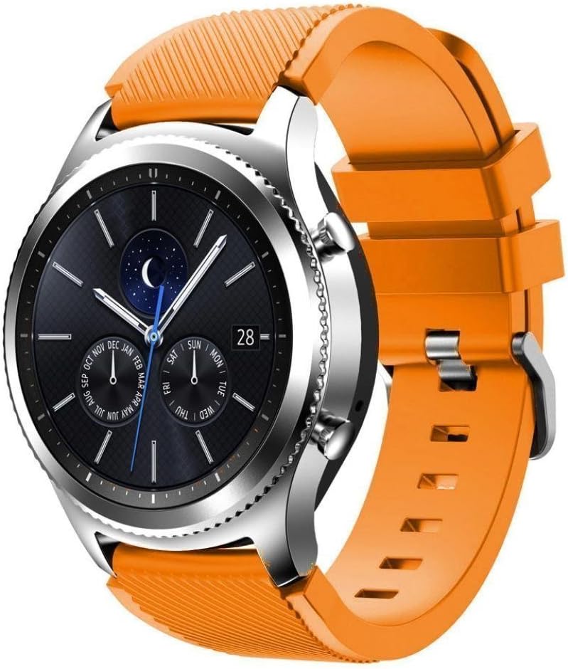 Samsung Gear S3 S4 Band, Soft Silicone Strap Replacement Bracelet Strap for Samsung Gear S3 Frontier/Classic Samsung Gear S4 46MM (Orange)